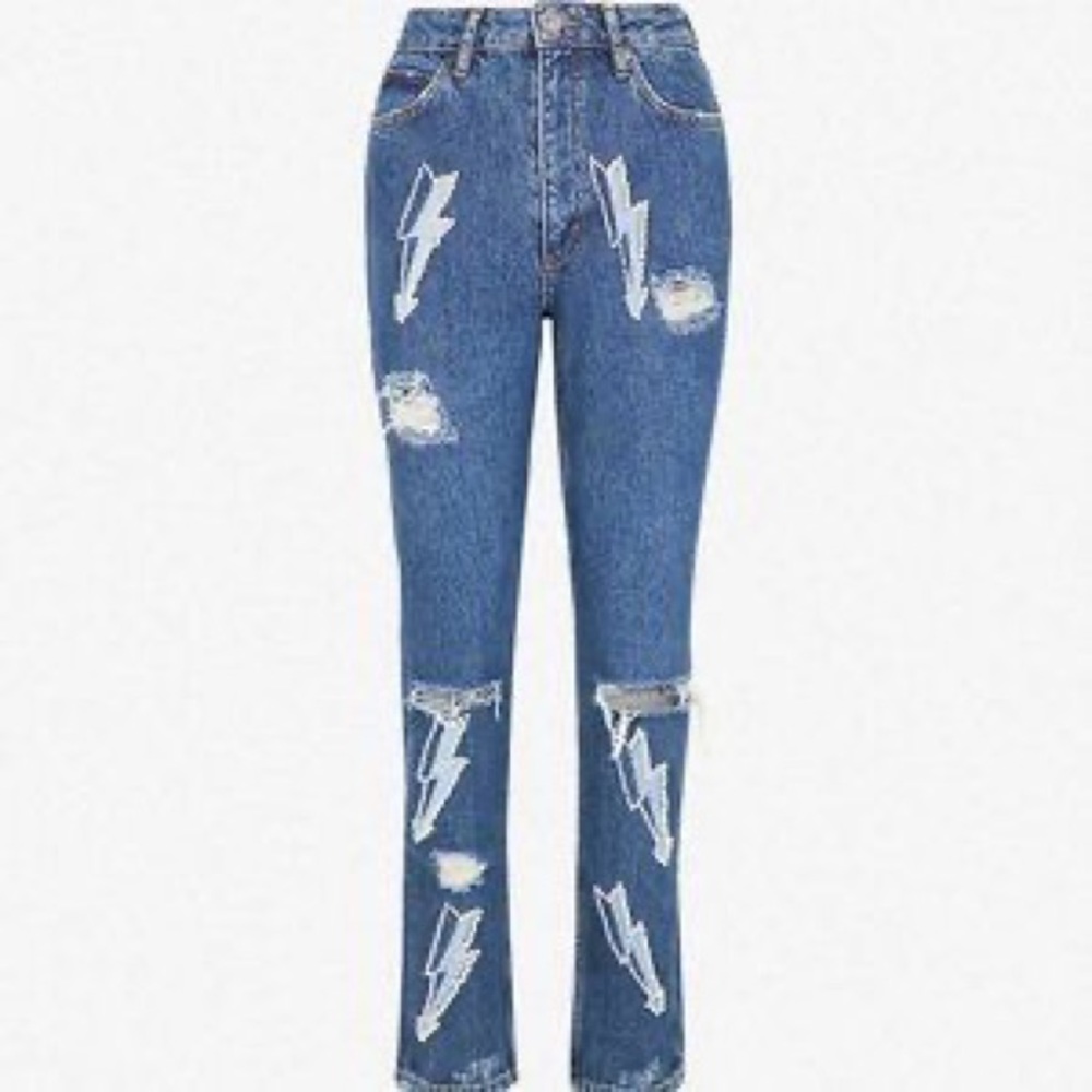 Sandro Pearl Embellished Lightening Jeans Size 36